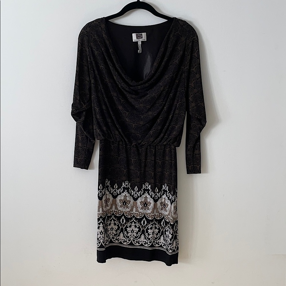 Flattering cinched waist pattern cocktail dress